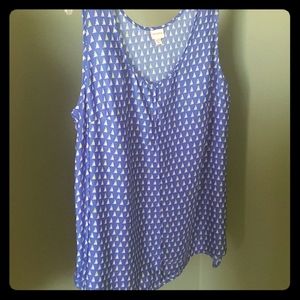 Blue Sleeveless Blouse with Sailboat Print